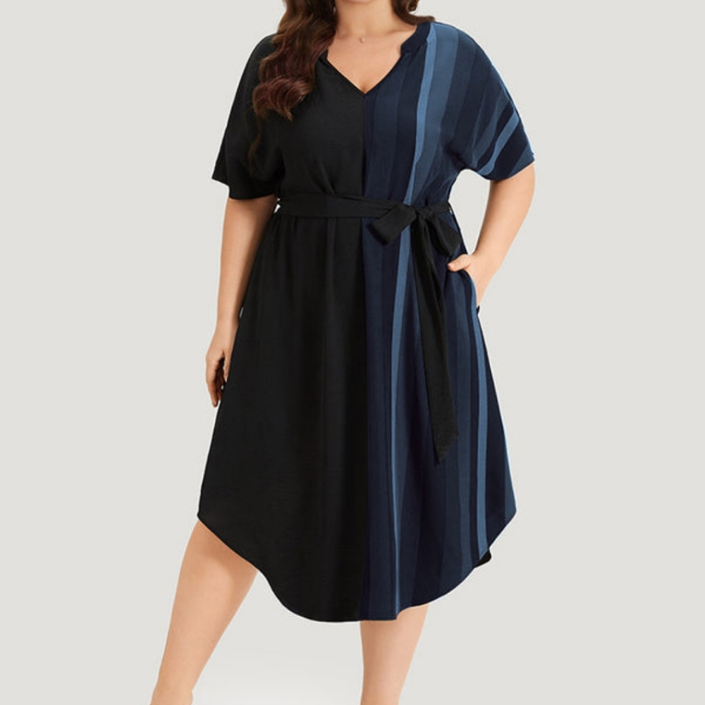 Black and Multicolored Striped Dress